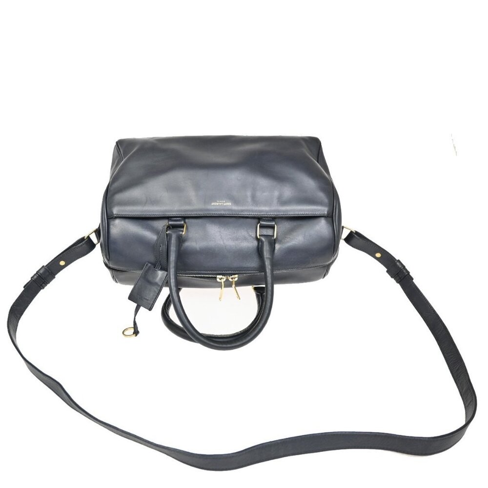 SAINT LAURENT Class Duffle 2way Shoulder Handbag Leather Blue GHW Italy 37ZA042 - Picture 12 of 16